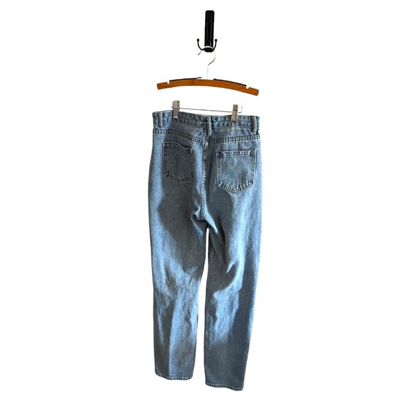 Shein Distressed Light Wash High-Waisted Straight-Leg Denim Jeans Womens Casual - Picture 2 of 6